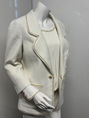 EDWARD ACHOUR PARIS IVORY CHAIN JACKET